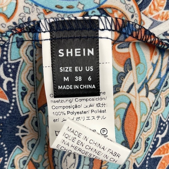 Shein Medium 6 Flowy Abstract Floral Print Dress Side Cut Outs Summer Vacation - Picture 4 of 6